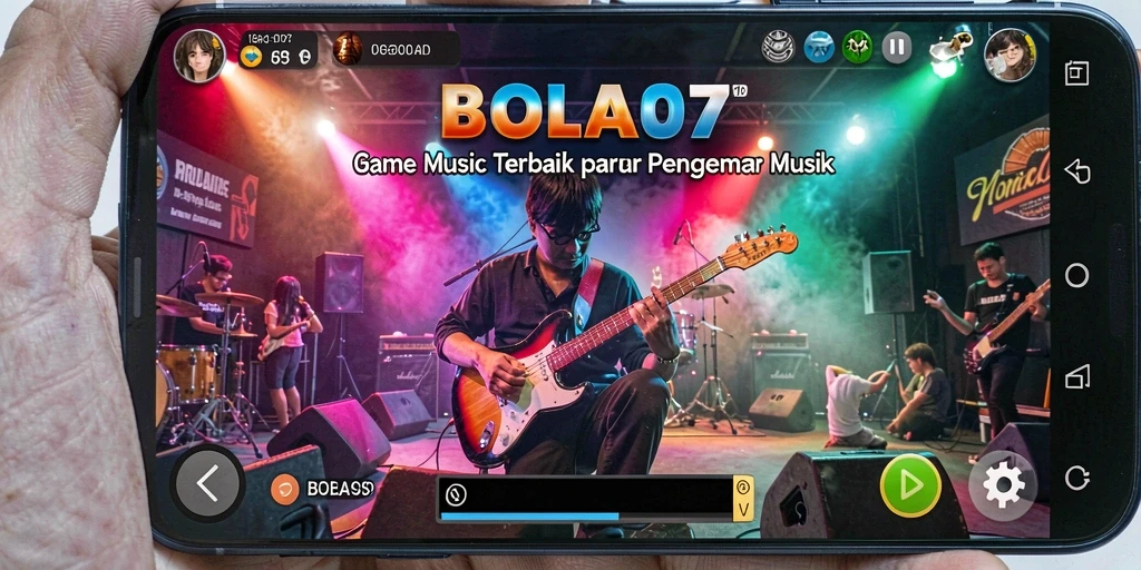 Tampilan gameplay BOLA07 dengan berbagai genre musik yang menarik.