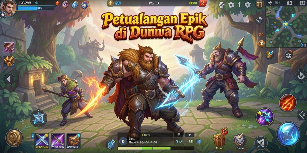 Screenshot utama GG288 menampilkan aksi seru dalam pertempuran RPG.