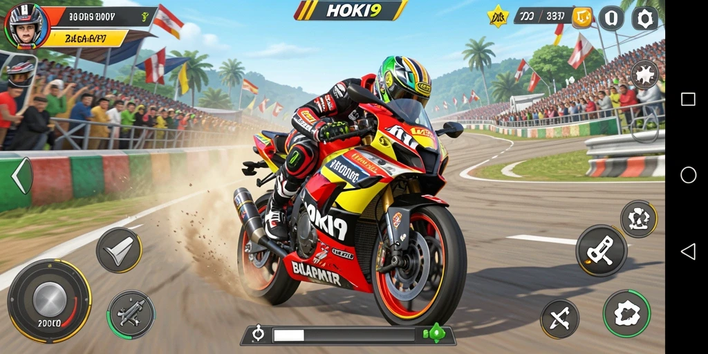 Screenshot HOKI9 menampilkan aksi balapan motor yang mendebarkan.