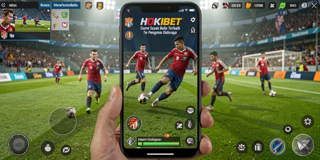 Tampilan gameplay menegangkan di HOKIBET dengan aksi sepak bola seru.
