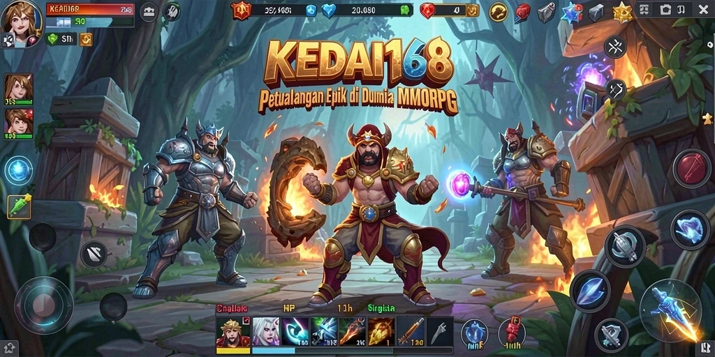 Screenshot gameplay KEDAI168 menampilkan aksi seru antar pemain di dunia MMORPG.