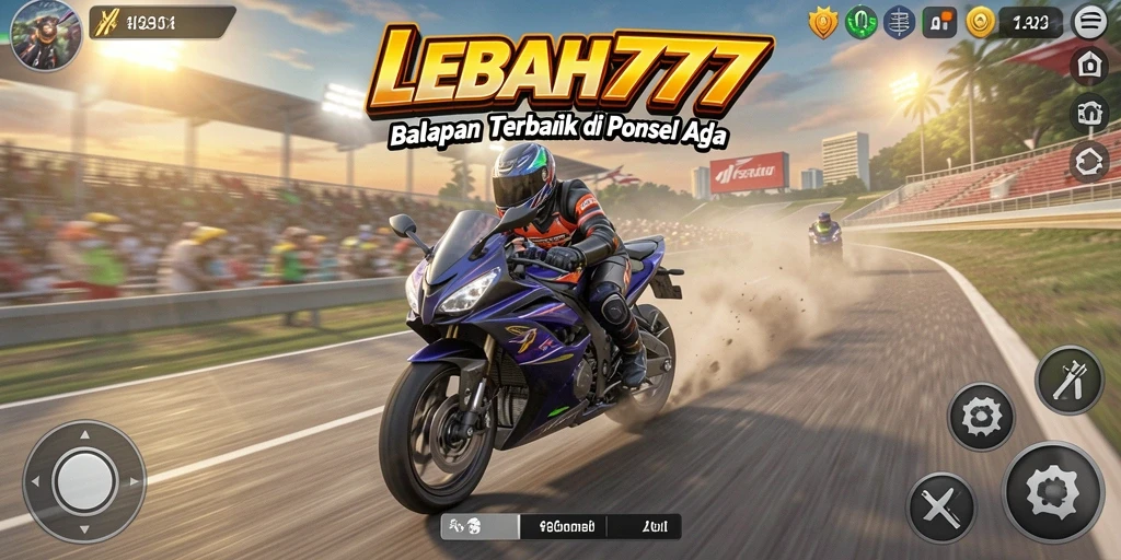 Screenshot LEBAH777 yang menampilkan balapan motor yang intens.