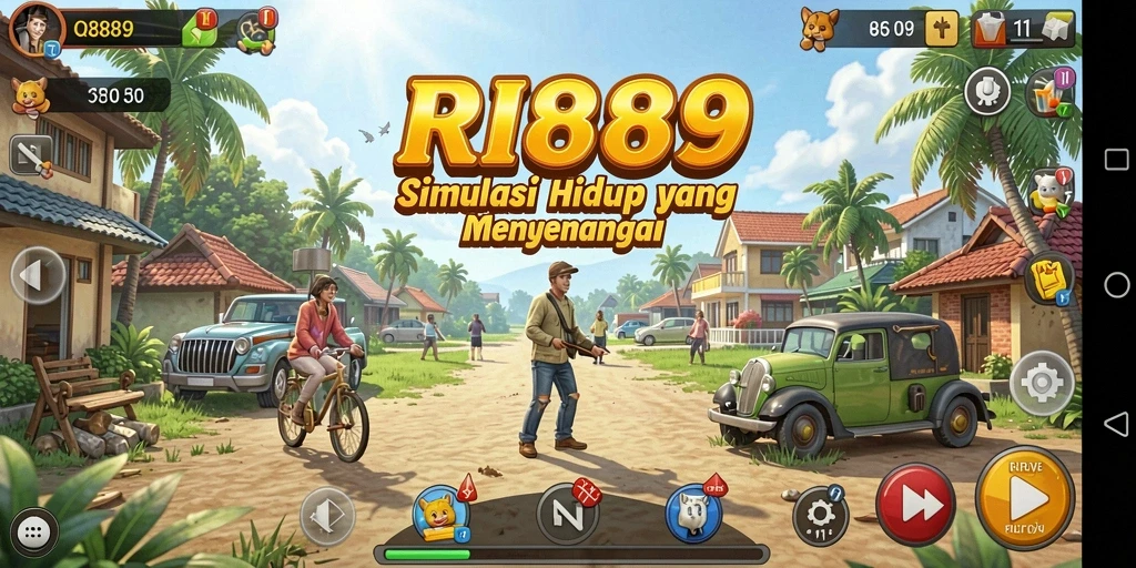 Gameplay RI889 yang menampilkan berbagai aktivitas menarik dalam kehidupan virtual.