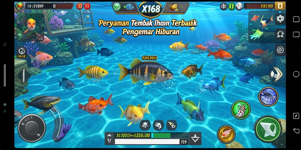 Tampilan gameplay X168 yang menegangkan saat menangkap ikan